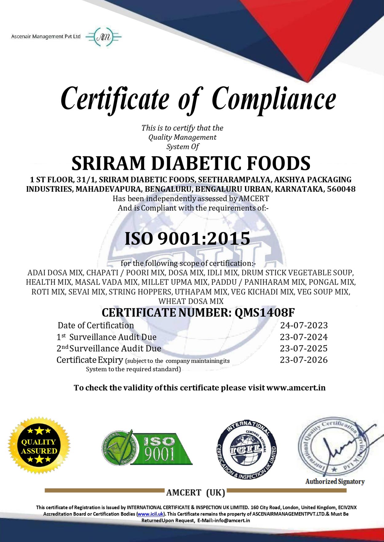 ISO 9001:2015 Quality Management Certificate