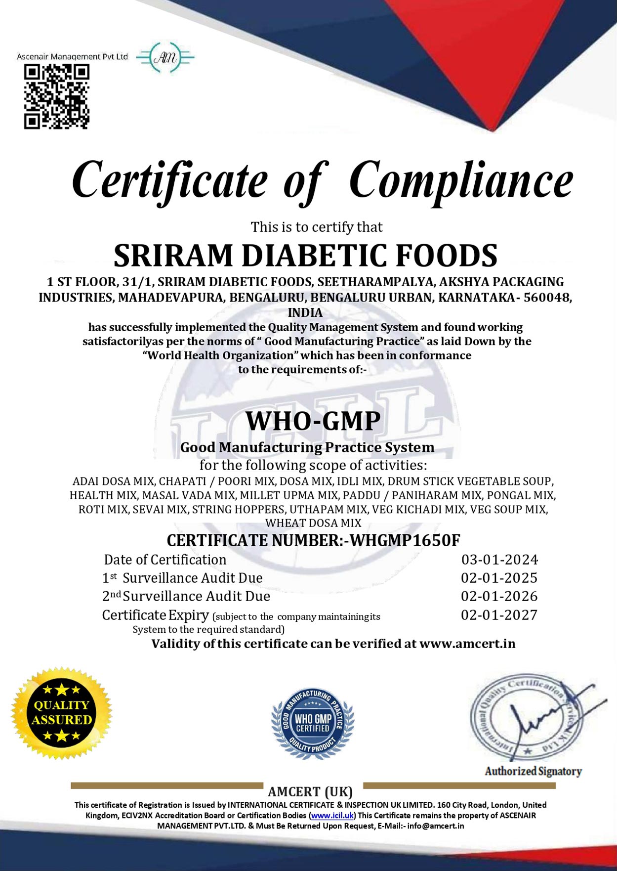 WHO-GMP Certificate
